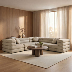 Jubilee Linen 5-Piece Upholstered Modular L-Shaped Sofa Set - Ornate Home