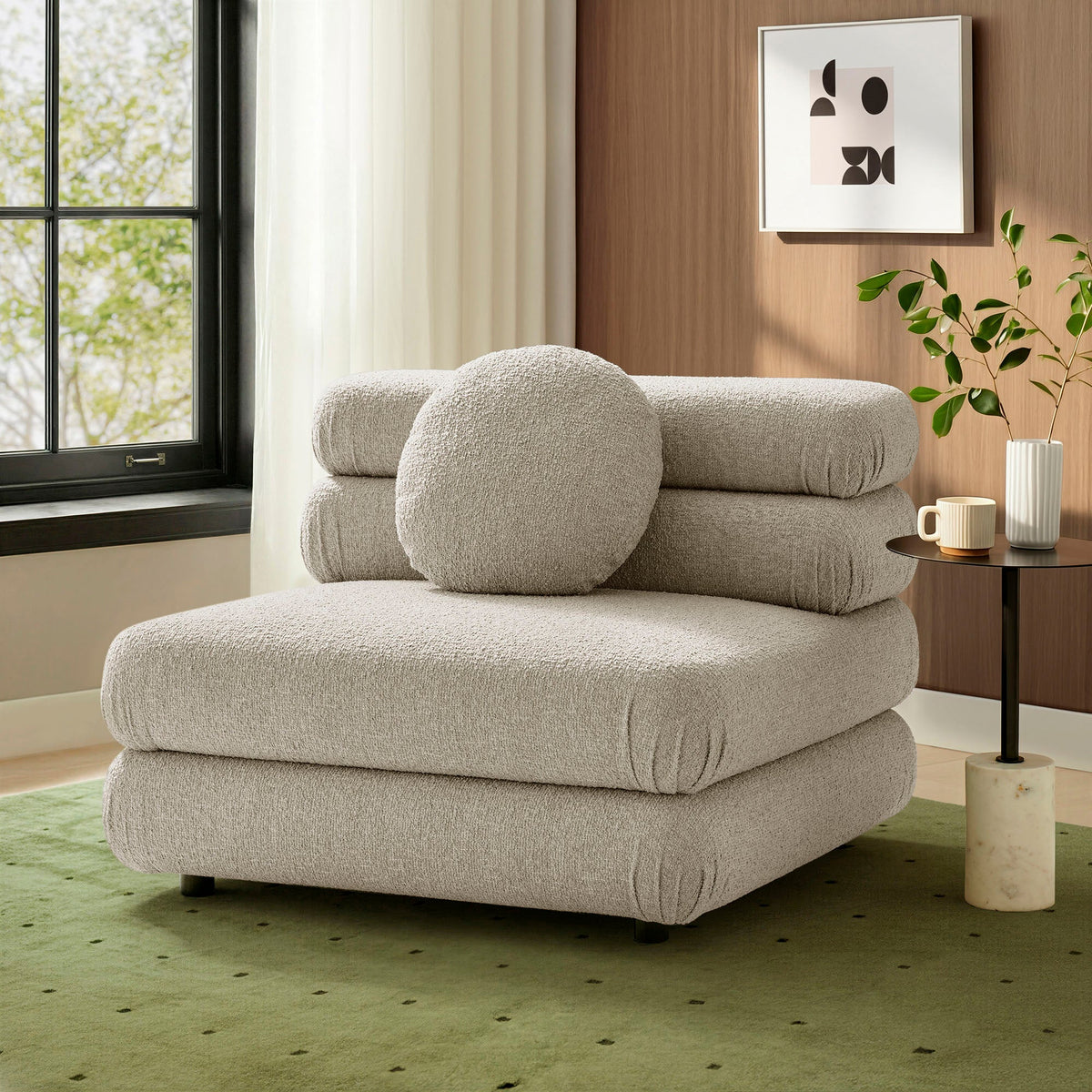 Jubilee Linen Upholstered Modular Armless Chair - Ornate Home