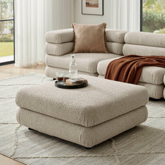 Jubilee Linen Upholstered Ottoman - Ornate Home