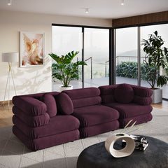 Jubilee Mulberry 3-Piece Modular Performance Velvet Sectional Sofa - Ornate Home