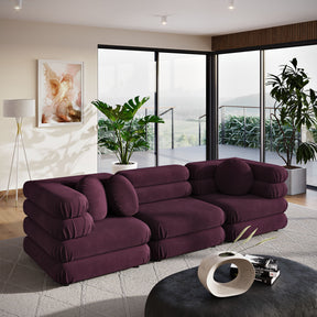 Jubilee Mulberry 3-Piece Modular Performance Velvet Sectional Sofa - Ornate Home