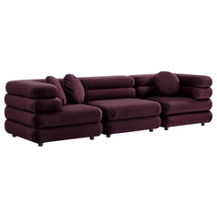 Jubilee Mulberry 3-Piece Modular Performance Velvet Sectional Sofa - Ornate Home