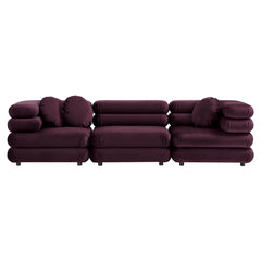 Jubilee Mulberry 3-Piece Modular Performance Velvet Sectional Sofa - Ornate Home