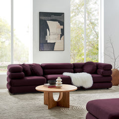 Jubilee Mulberry 3-Piece Modular Performance Velvet Sectional Sofa - Ornate Home