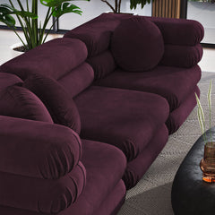 Jubilee Mulberry 3-Piece Modular Performance Velvet Sectional Sofa - Ornate Home