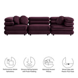 Jubilee Mulberry 3-Piece Modular Performance Velvet Sectional Sofa - Ornate Home