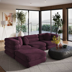 Jubilee Mulberry 4-Piece Modular Performance Velvet Sectional Sofa - Ornate Home