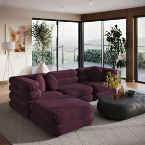 Jubilee Mulberry 4-Piece Modular Performance Velvet Sectional Sofa - Ornate Home