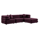 Jubilee Mulberry 4-Piece Modular Performance Velvet Sectional Sofa - Ornate Home