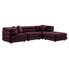 Jubilee Mulberry 4-Piece Modular Performance Velvet Sectional Sofa - Ornate Home