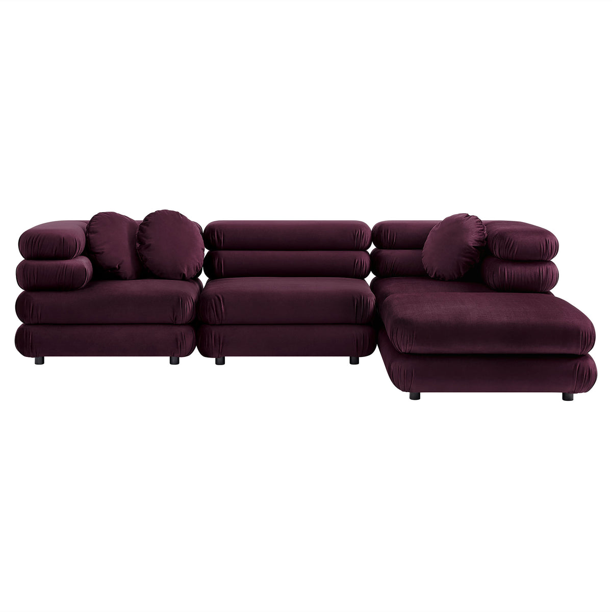 Jubilee Mulberry 4-Piece Modular Performance Velvet Sectional Sofa - Ornate Home