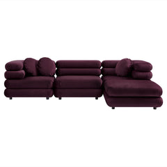 Jubilee Mulberry 4-Piece Modular Performance Velvet Sectional Sofa - Ornate Home