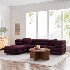 Jubilee Mulberry 4-Piece Modular Performance Velvet Sectional Sofa - Ornate Home