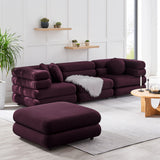 Jubilee Mulberry 4-Piece Modular Performance Velvet Sectional Sofa - Ornate Home