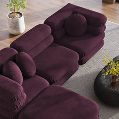 Jubilee Mulberry 4-Piece Modular Performance Velvet Sectional Sofa - Ornate Home