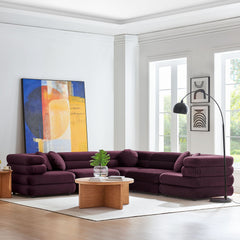 Jubilee Mulberry 5-Piece Modular Performance Velvet Sectional Sofa - Ornate Home