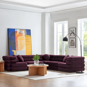 Jubilee Mulberry 5-Piece Modular Performance Velvet Sectional Sofa - Ornate Home