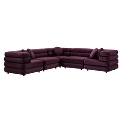 Jubilee Mulberry 5-Piece Modular Performance Velvet Sectional Sofa - Ornate Home