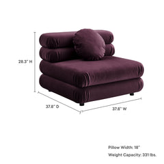 Jubilee Mulberry Modular Performance Velvet Armless Chair - Ornate Home
