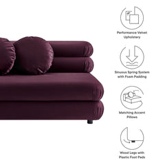 Jubilee Mulberry Modular Performance Velvet Armless Loveseat - Ornate Home