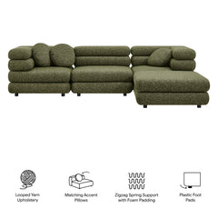 Jubilee Olive 4-Piece Upholstered Modular Sofa Set - Ornate Home