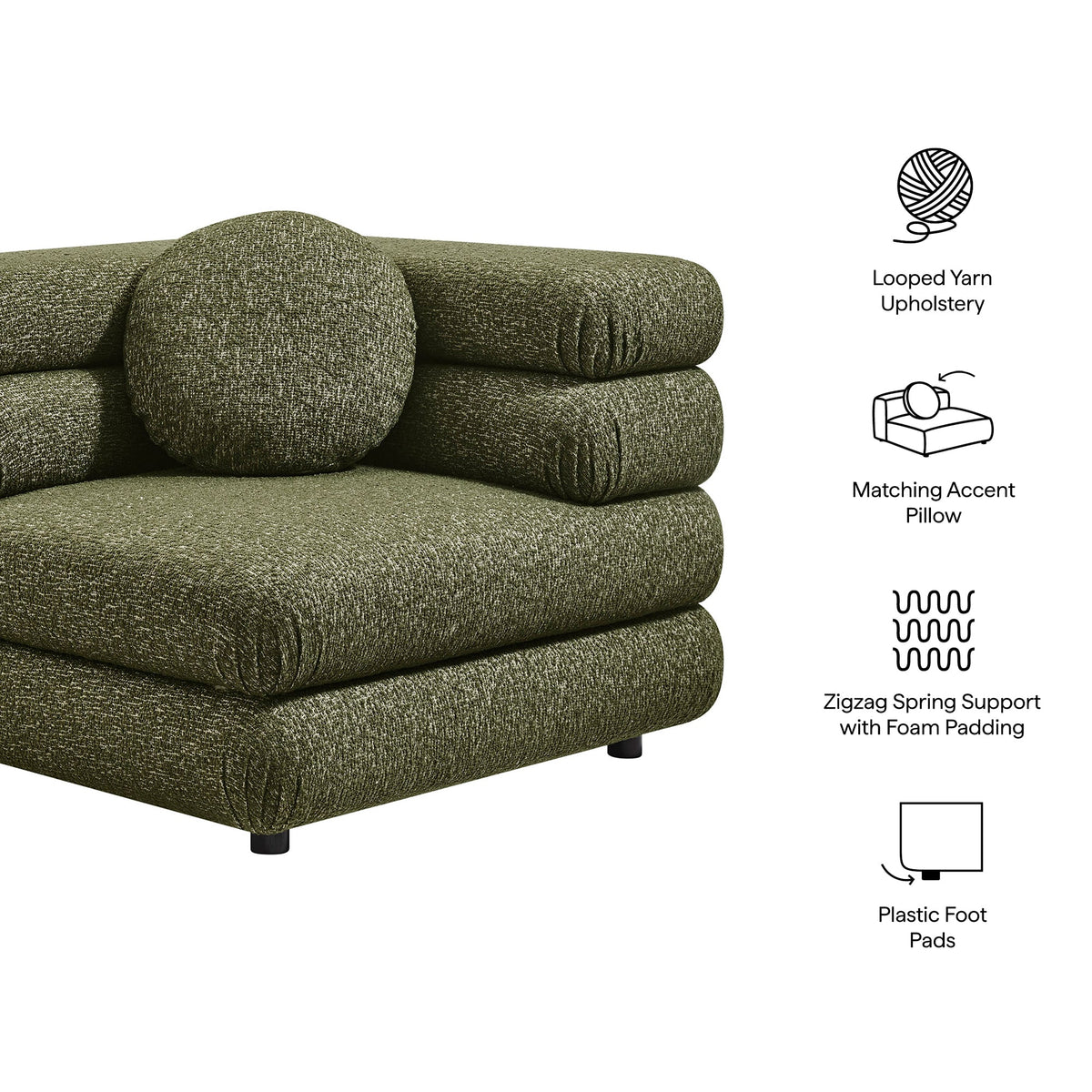 Jubilee Olive Upholstered Modular Corner Chair - Ornate Home