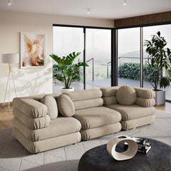 Jubilee Taupe 3-Piece Modular Performance Velvet Sectional Sofa - Ornate Home