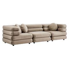 Jubilee Taupe 3-Piece Modular Performance Velvet Sectional Sofa - Ornate Home