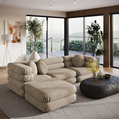 Jubilee Taupe 4-Piece Modular Performance Velvet Sectional Sofa - Ornate Home