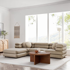Jubilee Taupe 4-Piece Modular Performance Velvet Sectional Sofa - Ornate Home