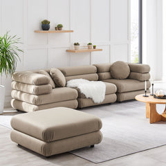 Jubilee Taupe 4-Piece Modular Performance Velvet Sectional Sofa - Ornate Home
