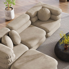 Jubilee Taupe 4-Piece Modular Performance Velvet Sectional Sofa - Ornate Home