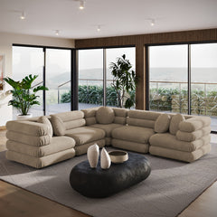 Jubilee Taupe 5-Piece Modular Performance Velvet Sectional Sofa - Ornate Home