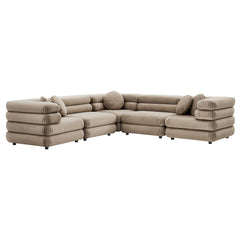 Jubilee Taupe 5-Piece Modular Performance Velvet Sectional Sofa - Ornate Home