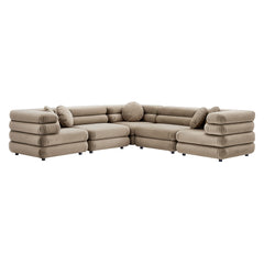 Jubilee Taupe 5-Piece Modular Performance Velvet Sectional Sofa - Ornate Home