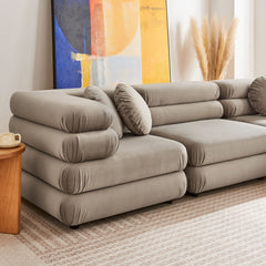 Jubilee Taupe 5-Piece Modular Performance Velvet Sectional Sofa - Ornate Home