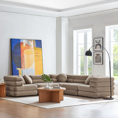 Jubilee Taupe 5-Piece Modular Performance Velvet Sectional Sofa - Ornate Home