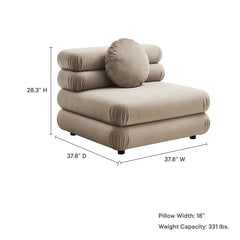 Jubilee Taupe Modular Performance Velvet Armless Chair - Ornate Home