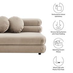 Jubilee Taupe Modular Performance Velvet Armless Loveseat - Ornate Home
