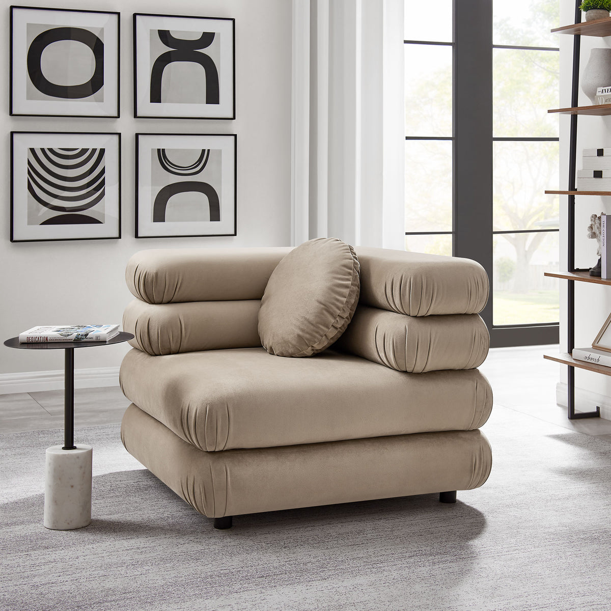 Jubilee Taupe Modular Performance Velvet Corner Chair - Ornate Home