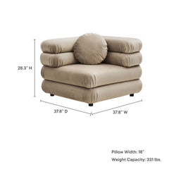 Jubilee Taupe Modular Performance Velvet Corner Chair - Ornate Home