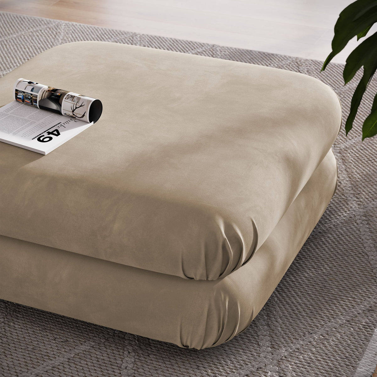 Jubilee Taupe Modular Performance Velvet Ottoman - Ornate Home
