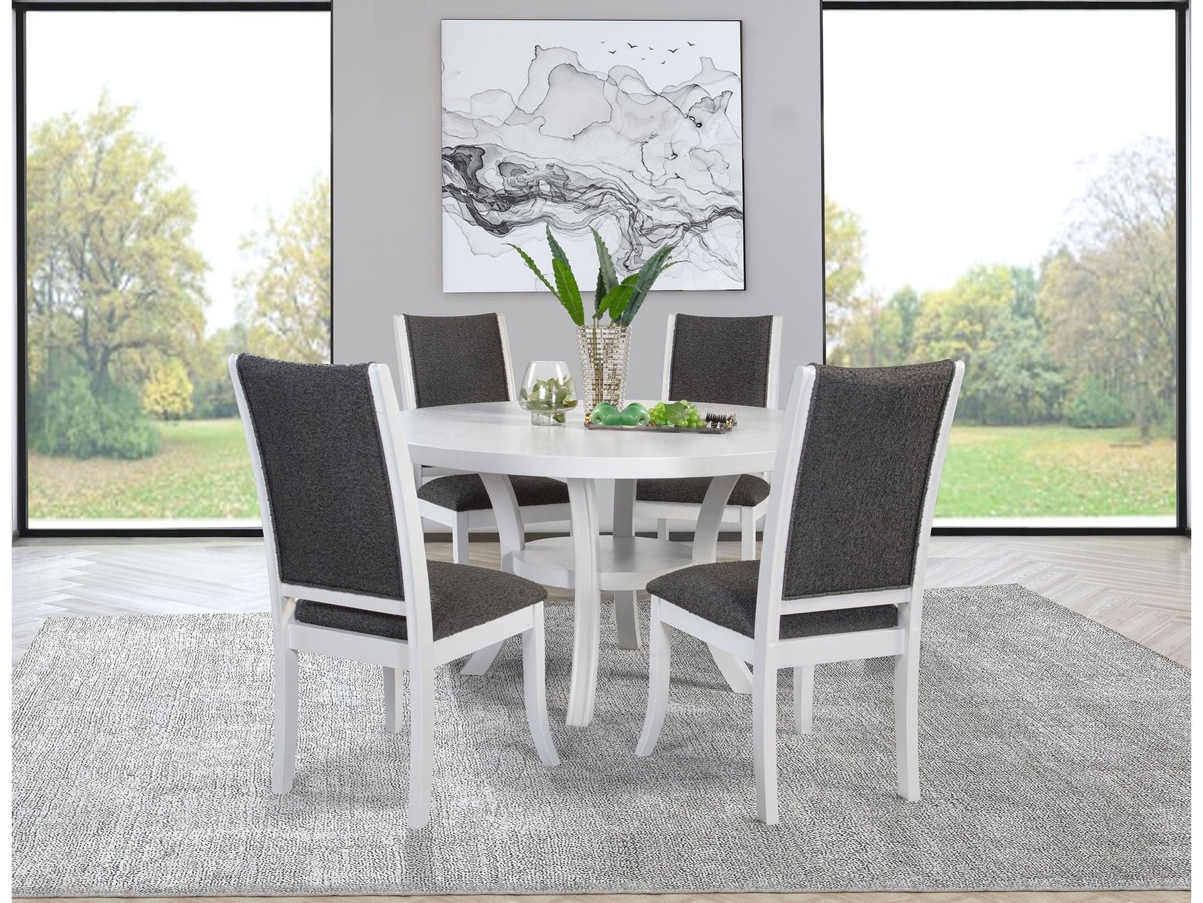 Judd Pearl White 5-piece Dining Room Set - Ornate Home