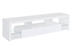 Jude White High Gloss 71" TV Stand - Ornate Home