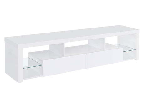 Jude White High Gloss 71" TV Stand - Ornate Home