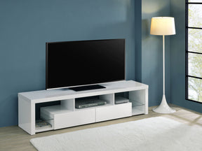 Jude White High Gloss 71" TV Stand - Ornate Home