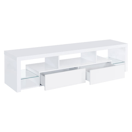 Jude White High Gloss 71" TV Stand - Ornate Home