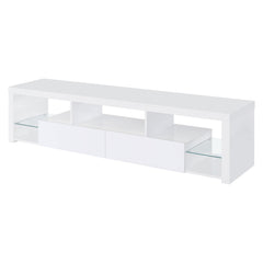 Jude White High Gloss 71" TV Stand - Ornate Home