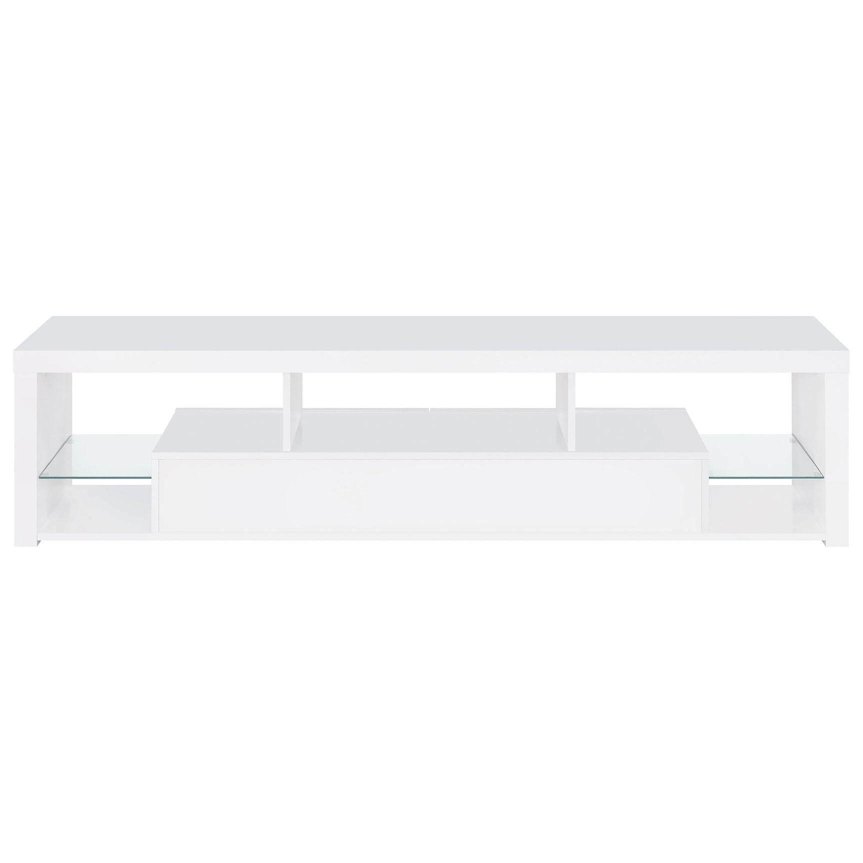 Jude White High Gloss 71" TV Stand - Ornate Home