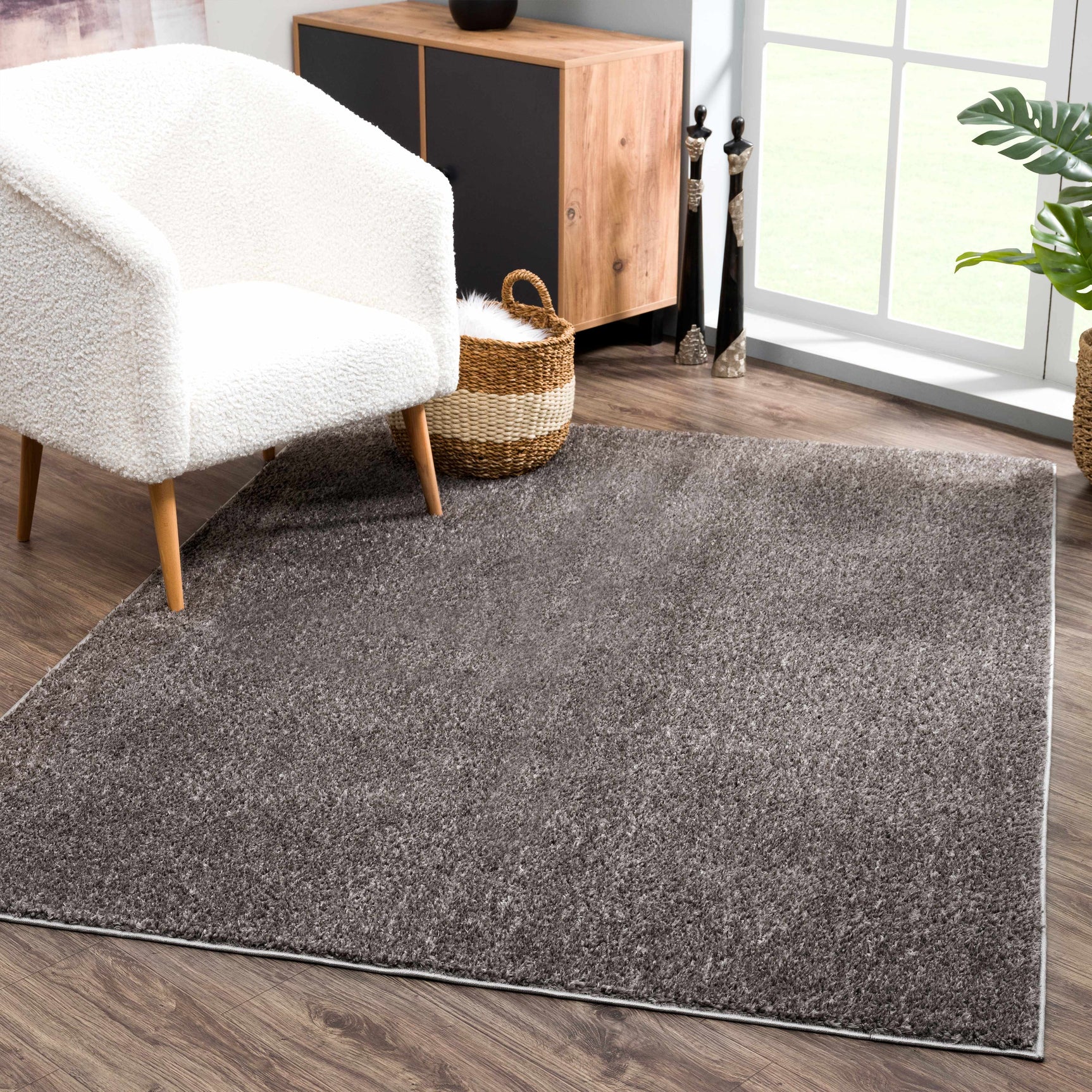 Judy Solid Dark Gray Washable Shag Rug - Clearance - Ornate Home